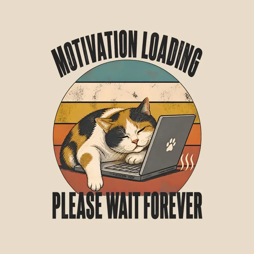 Motivation Loading Please Wait Forever Cat — funny cat tote bag