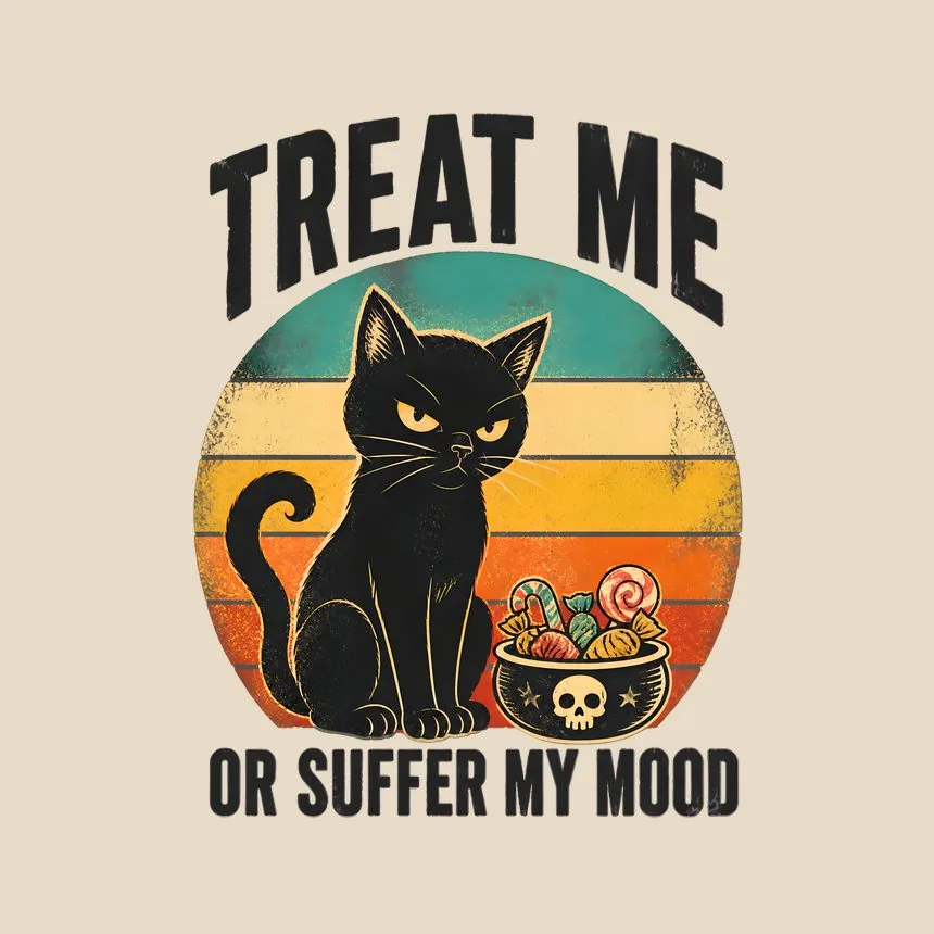 Treat Me Or Suffer My Mood Halloween Cat — funny cat tote bag