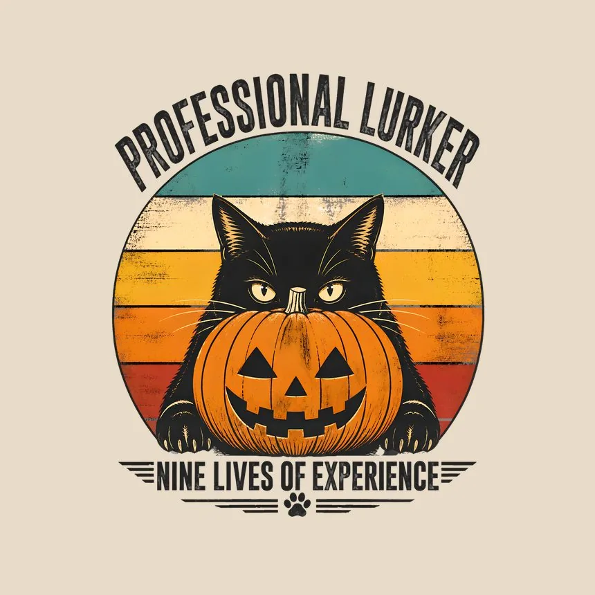 Professional Lurker Nine Lives Halloween Cat — funny cat tote bag