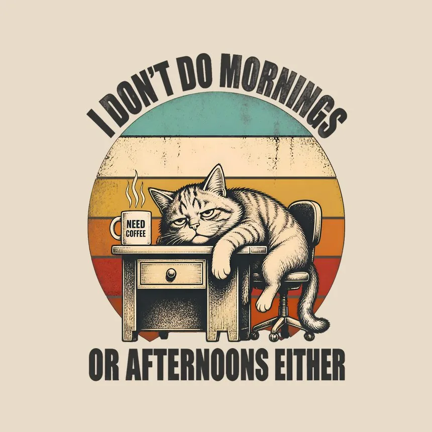 I Don't Do Mornings Cat — funny cat tote bag