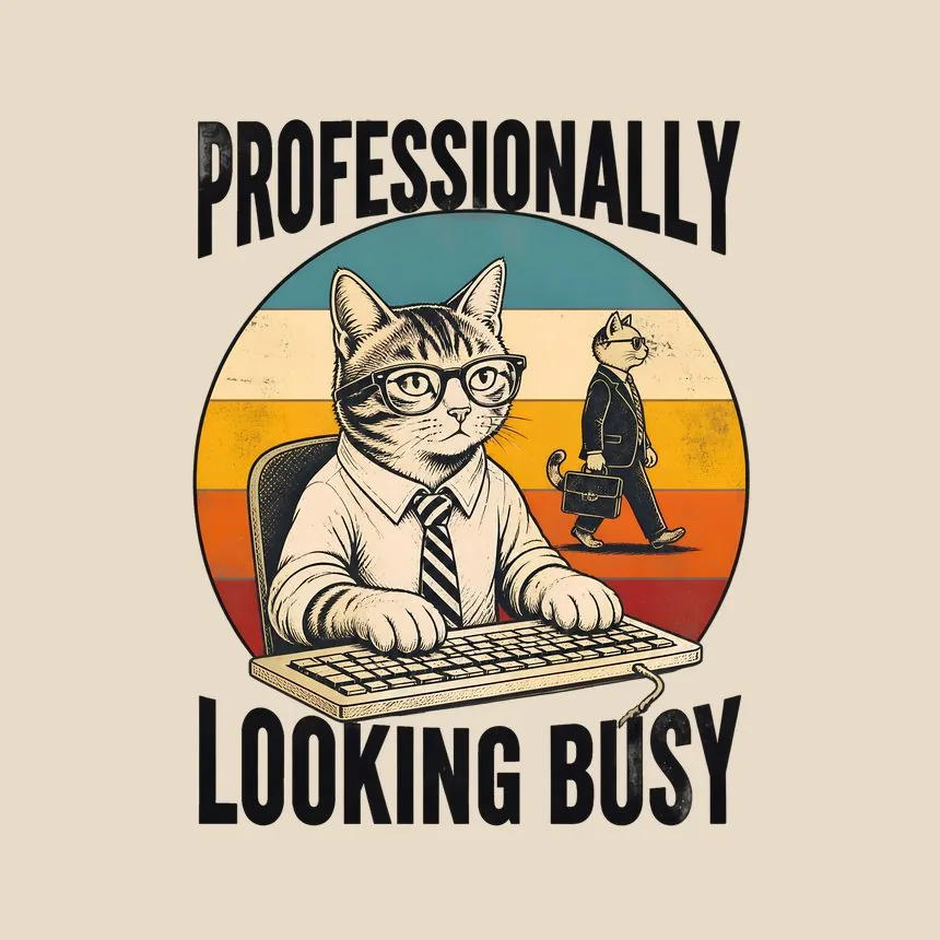 Professionally Looking Busy Cat — funny cat tote bag