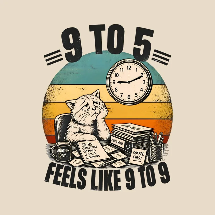 Nine To Five Feels Like Nine Cat — funny cat tote bag