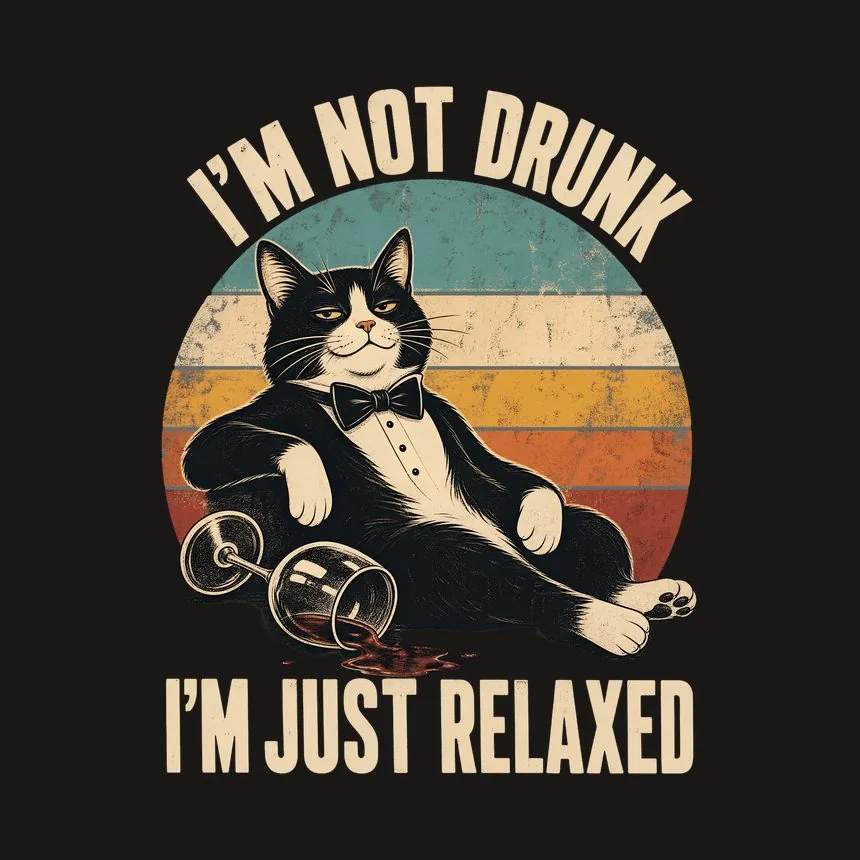 I'm Not Drunk Just Relaxed Wine Cat Retro — funny cat tumbler
