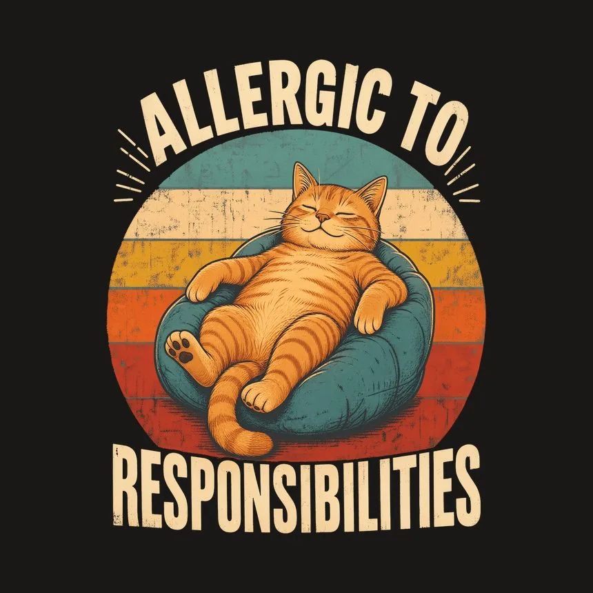 Allergic To Responsibilities Lazy Cat Retro — funny cat tumbler