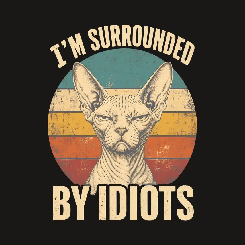 Surrounded By Idiots Judgy Cat Retro — funny cat tumbler