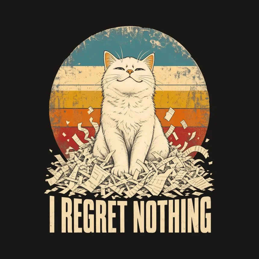 I Regret Nothing Mischievous Cat Retro — funny cat tumbler