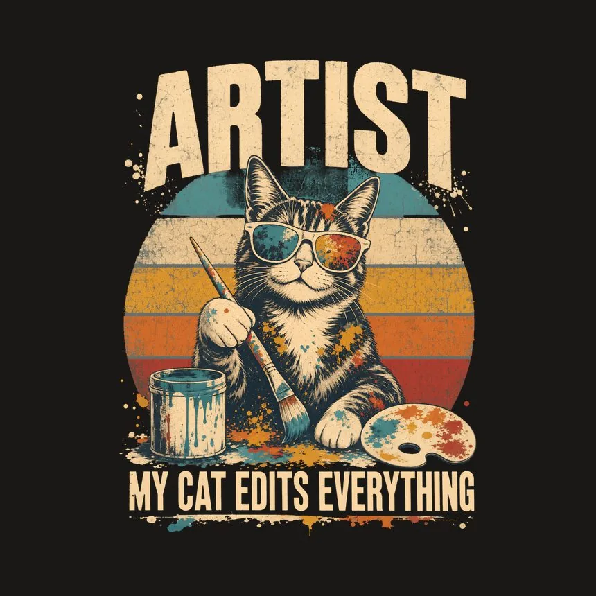Artist My Cat Edits Everything Retro Cat Design — funny cat tumbler