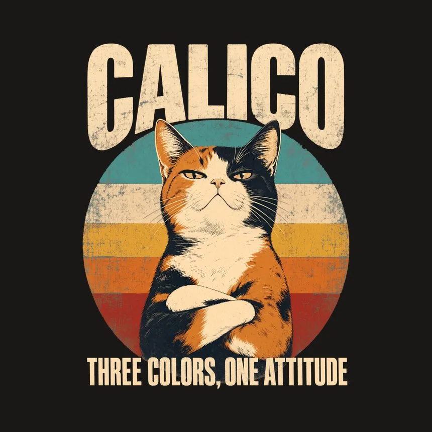Calico Three Colors, One Attitude Retro Cat Design — funny cat tumbler