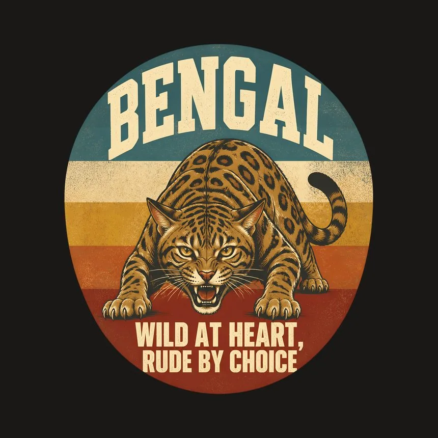 Bengal Wild At Heart, Rude By Choice Cat Design — funny cat tumbler