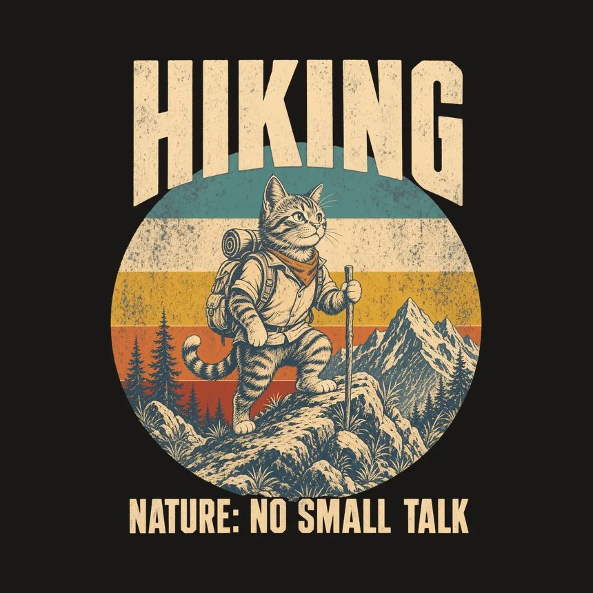 Hiking Nature No Small Talk Retro Cat Design — funny cat tumbler