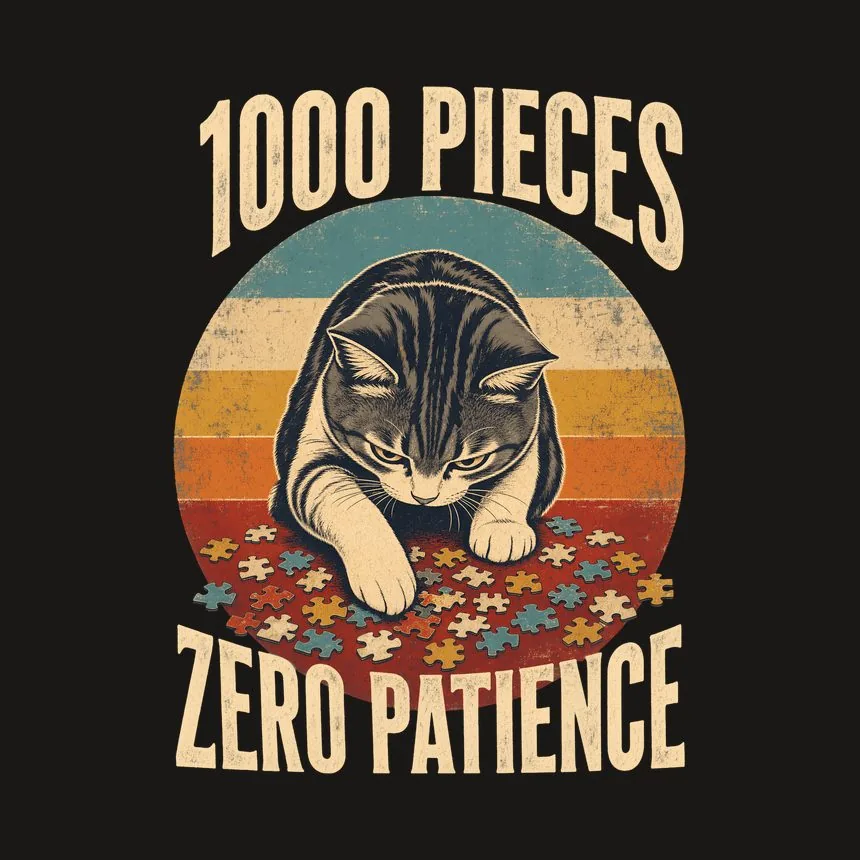 1000 Pieces Zero Patience Retro Cat Design — funny cat tumbler