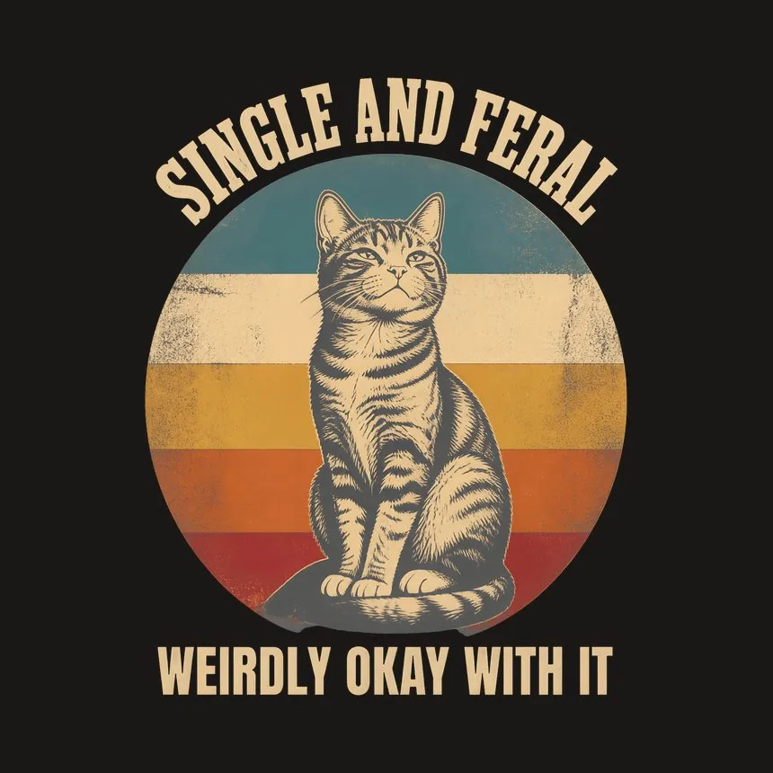 Single And Feral Weirdly Okay With It Cat Design — funny cat tumbler