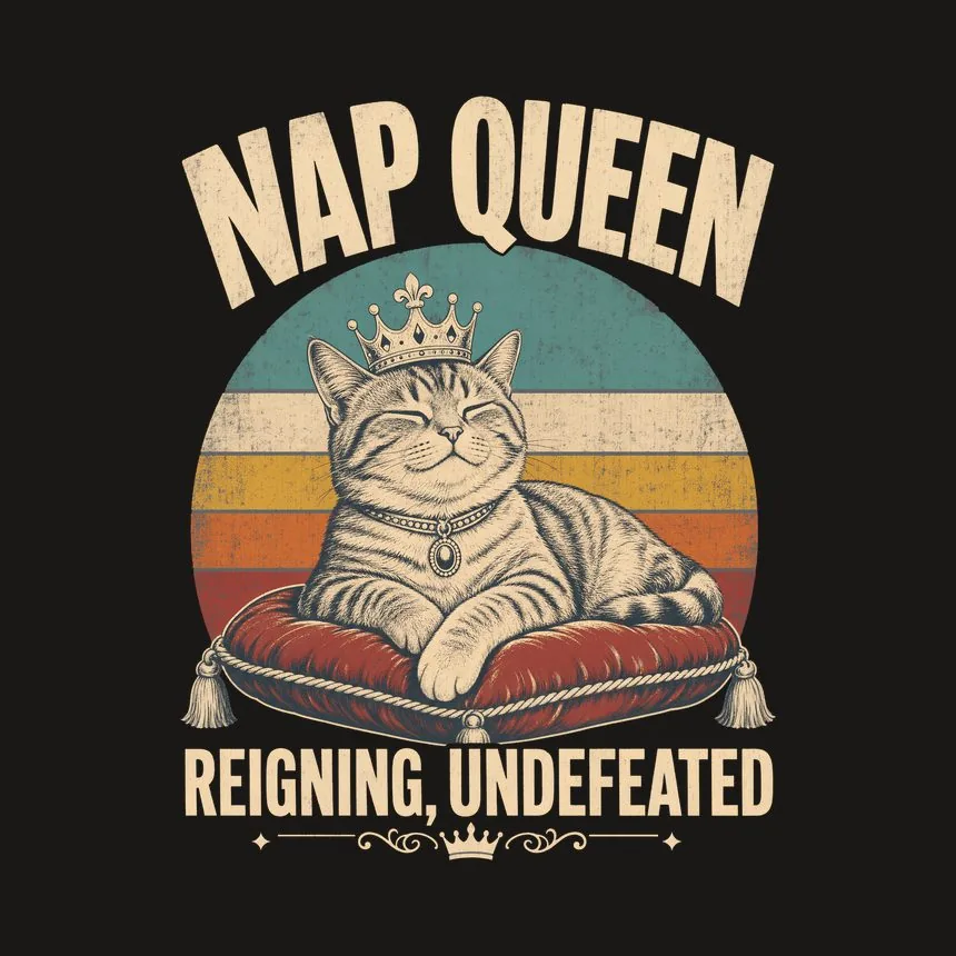 Nap Queen Reigning, Undefeated Retro Cat Design — funny cat tumbler