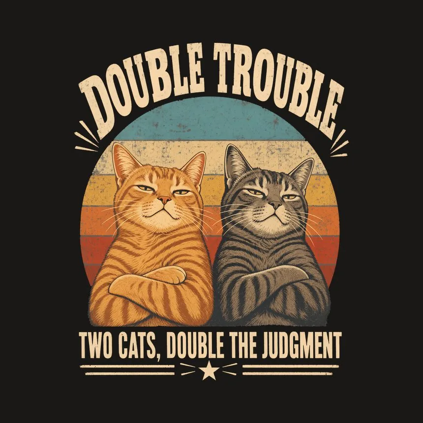 Double Trouble Two Cats, Double The Judgment — funny cat tumbler