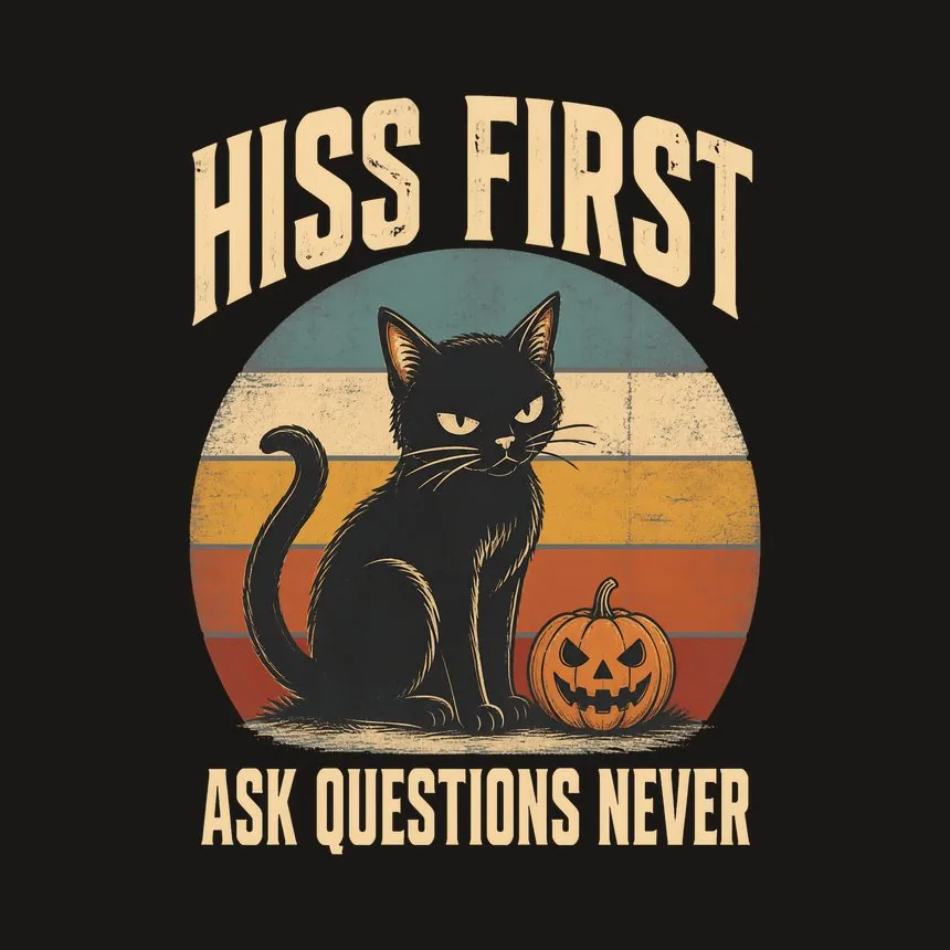 Hiss First Ask Questions Never Halloween Cat — funny cat tumbler