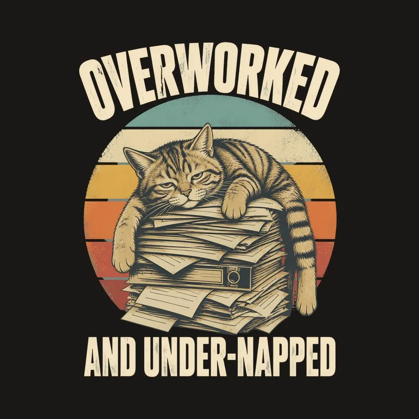 Overworked And Under-Napped Cat — funny cat tumbler