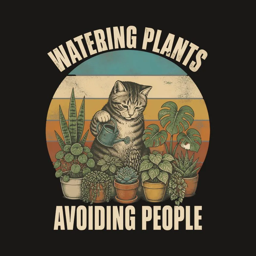 Watering Plants Avoiding People Cat — funny cat tumbler